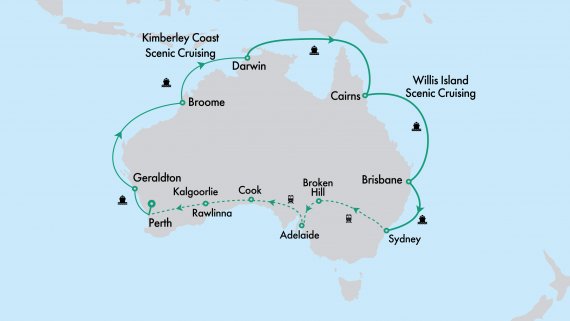 Ultimate Northern Coast to Coast Explorer with Crown Princess and Indian Pacific from Perth
