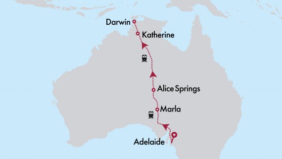 The Ghan with Adelaide & Darwin