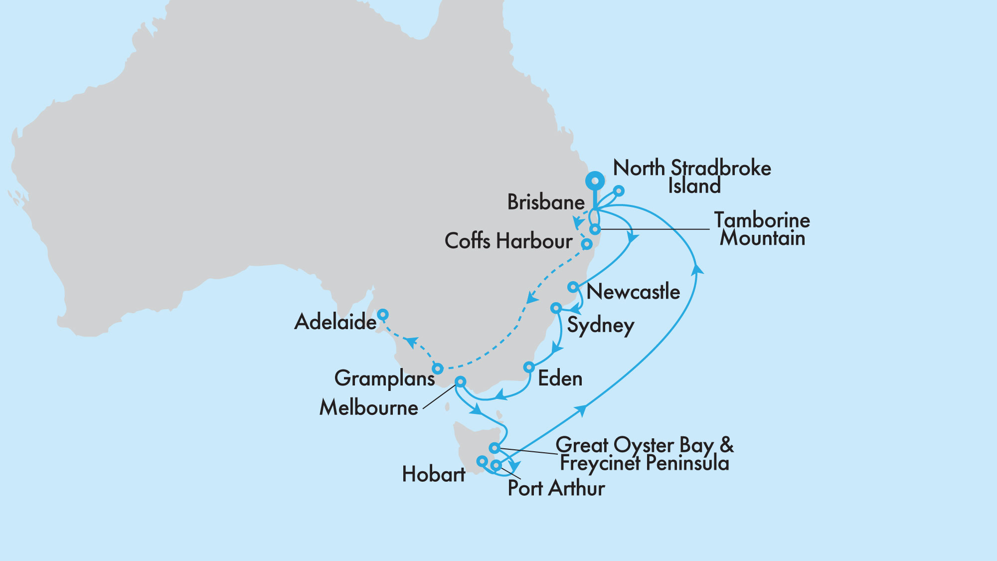 Christmas, East Coast & Tasmania Cruise & Rail with Great Southern & Grand Princess