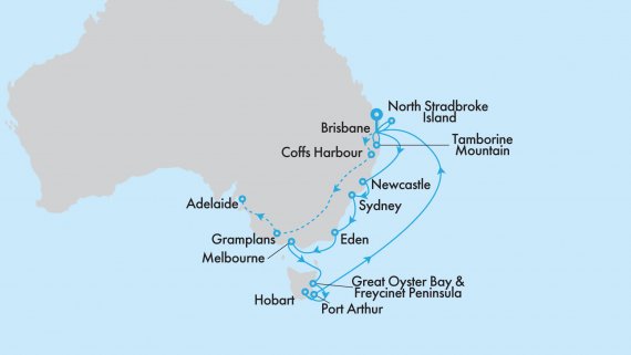 Christmas, East Coast & Tasmania Cruise & Rail with Great Southern & Grand Princess