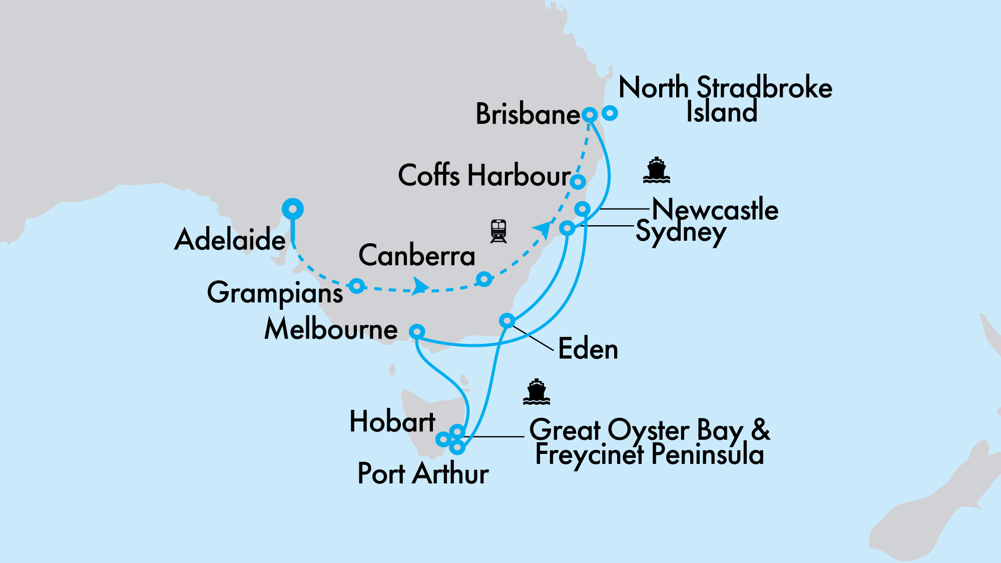 Tasmania and the East Coast with the Great Southern and Grand Princess