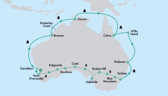 Ultimate Northern Coast to Coast Explorer with Indian Pacific & Coral Princess from Perth