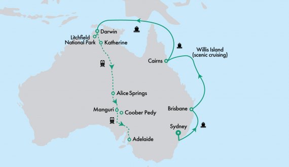 Australian Eastern Seaboard & Top End Getaway with Coral Princess & The Ghan Expedition