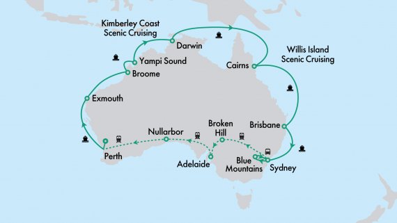 Ultimate Northern Coast to Coast with Crown Princess & Indian Pacific with Sydney Highlights