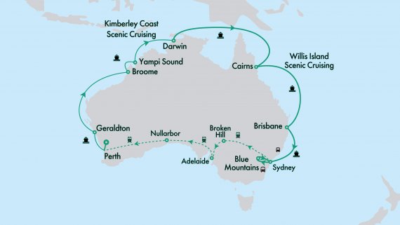 Ultimate Northern Coast to Coast with Crown Princess & Indian Pacific with Sydney Highlights