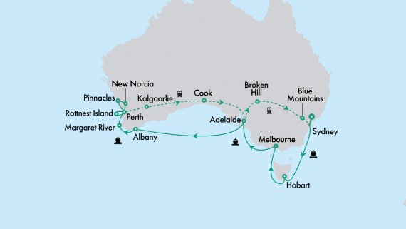 Southern Australia In Depth with Crown Princess, Indian Pacific & Perth Highlights