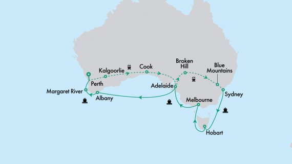 Southern Australia In Depth with Crown Princess and Indian Pacific with Sydney Highlights