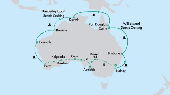 Ultimate Northern Coast to Coast Explorer with Crown Princess & Indian Pacific from Sydney