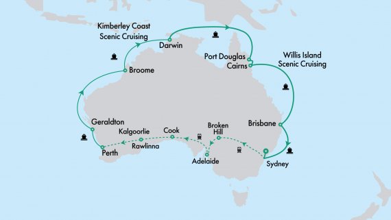 Ultimate Northern Coast to Coast Explorer with Crown Princess & Indian Pacific from Sydney