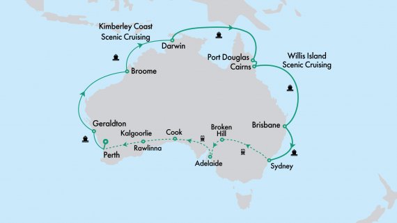 Ultimate Northern Coast to Coast Explorer with Crown Princess & Indian Pacific from Perth