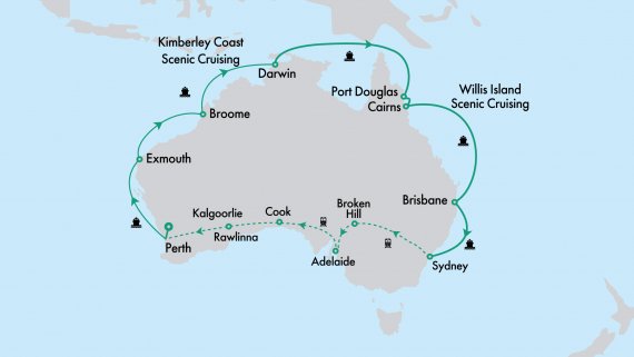 Ultimate Northern Coast to Coast Explorer with Crown Princess & Indian Pacific from Perth