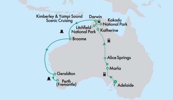 The Ghan and Crown Princess West Coast Cruise and Top End in Depth