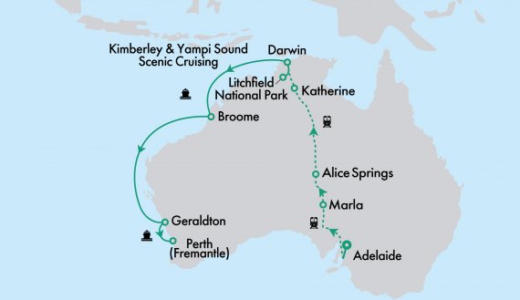 The Ghan and Crown Princess West Coast Cruise and Top End Getaway