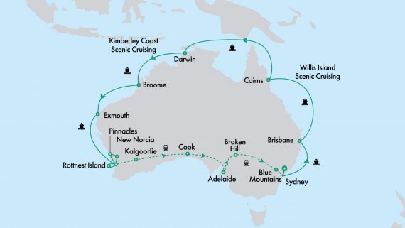 Ultimate Northern Coast to Coast Explorer with Crown Princess and Indian Pacific from Sydney