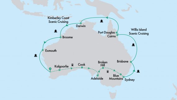 Ultimate Northern Coast to Coast Explorer with Crown Princess and Indian Pacific from Perth