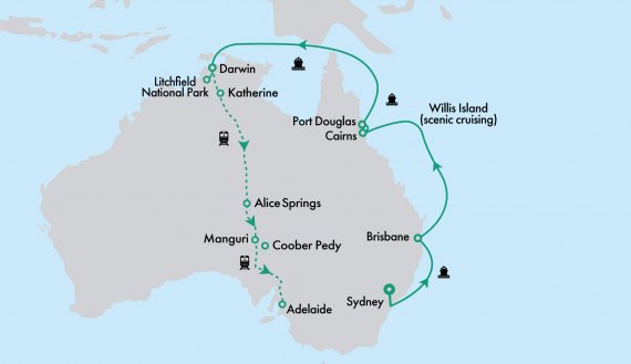 The Ghan Expedition and Crown Princess Eastern Seaboard Cruise and Top End Getaway