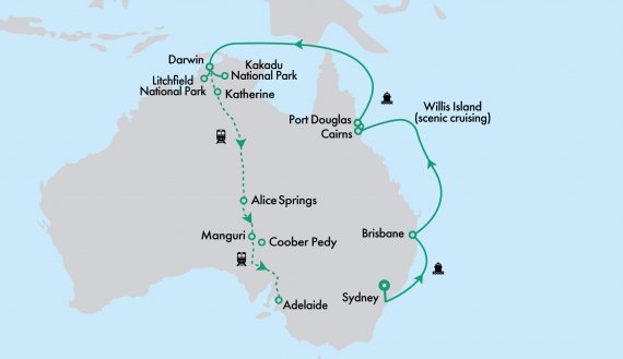 The Ghan Expedition and Crown Princess Eastern Seaboard Cruise and Top End in Depth