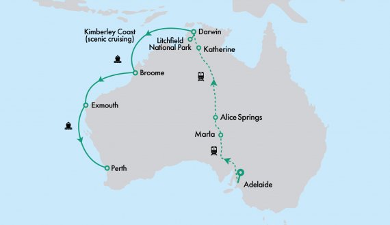 The Ghan and Crown Princess West Coast Cruise and Top End Getaway