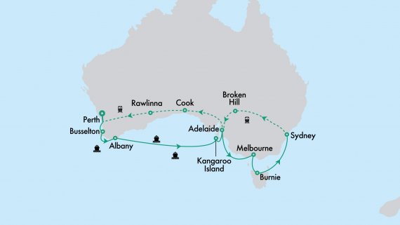 Southern Australia in Luxury with Oceania and the Indian Pacific from Perth