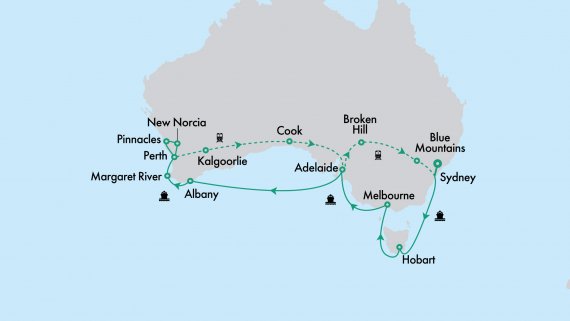 Southern Australia In Depth with Crown Princess and Indian Pacific with Perth Highlights