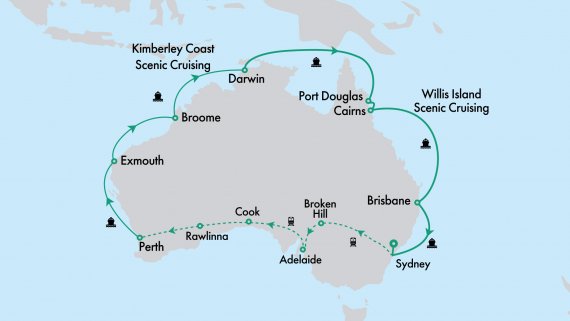 Ultimate Northern Coast to Coast Explorer with Crown Princess and Indian Pacific with Perth Highlights