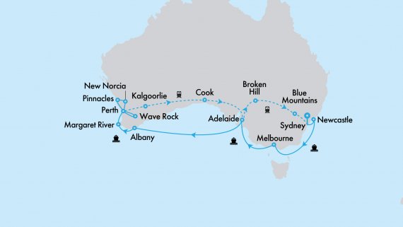 Southern Australia In Depth with Crown Princess & Indian Pacific with Perth Highlights