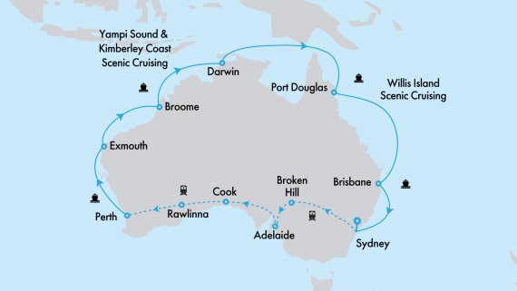 Ultimate Northern Coast to Coast Explorer with Crown Princess and Indian Pacific from Sydney