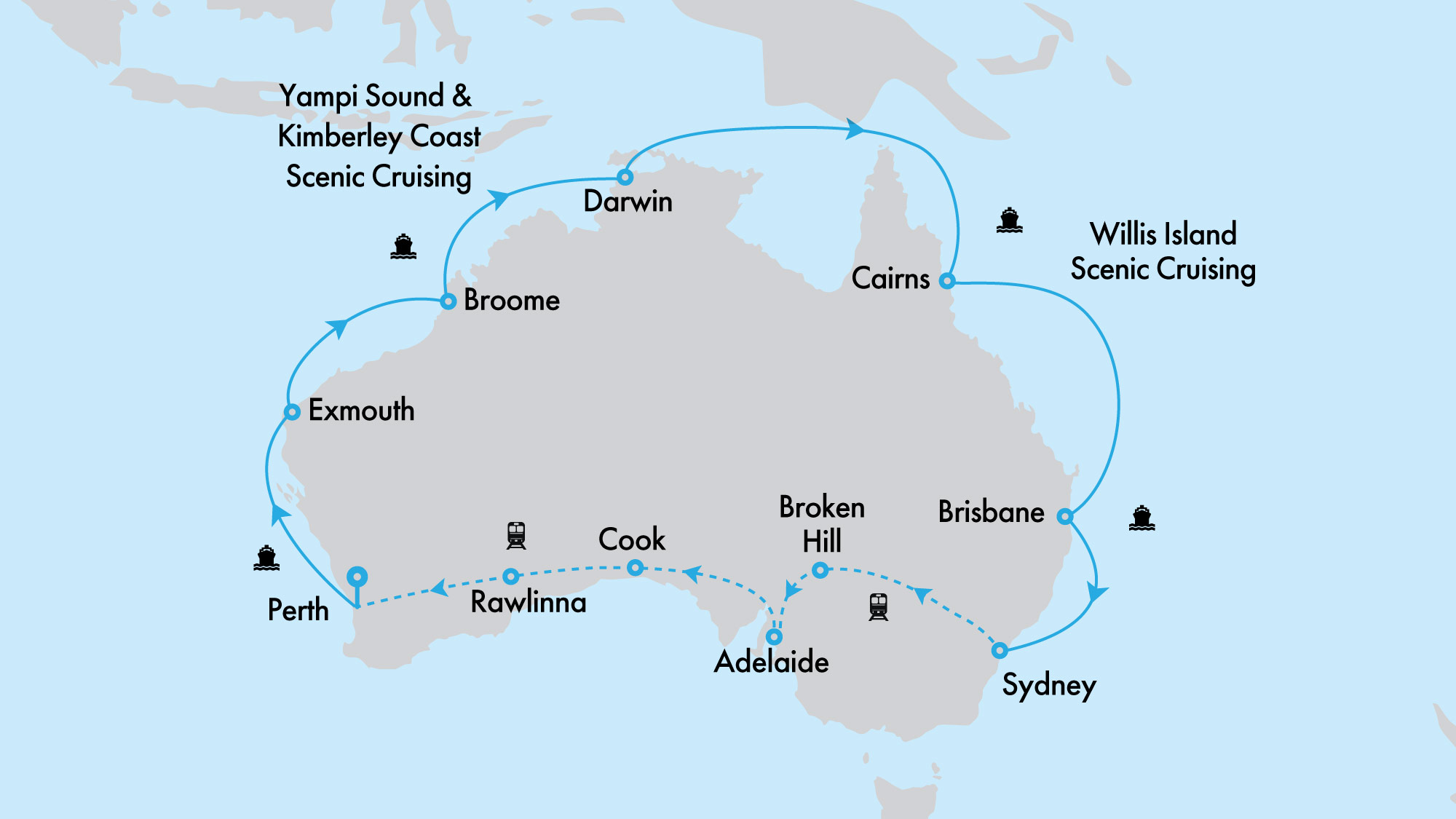 Ultimate Northern Coast to Coast Explorer with Crown Princess and Indian Pacific from Perth