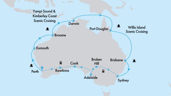 Ultimate Northern Coast to Coast Explorer with Crown Princess and Indian Pacific from Perth