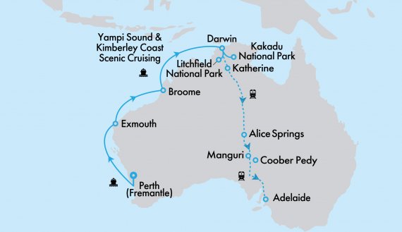 The Ghan Expedition and Crown Princess West Coast Cruise and Top End In Depth