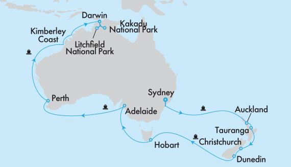 Southern Australia, New Zealand and Kimberley Coast aboard Coral Princess and Top End Getaway