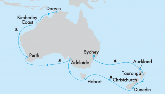 Southern Australia, New Zealand and Kimberley Coast aboard Coral Princess with Top End Highlights