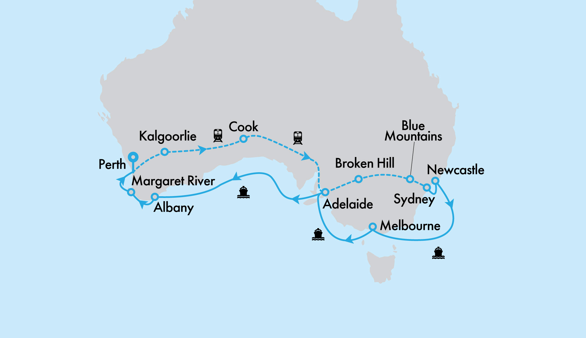Southern Coast to Coast with Grand Princess and Indian Pacific with Sydney Highlights