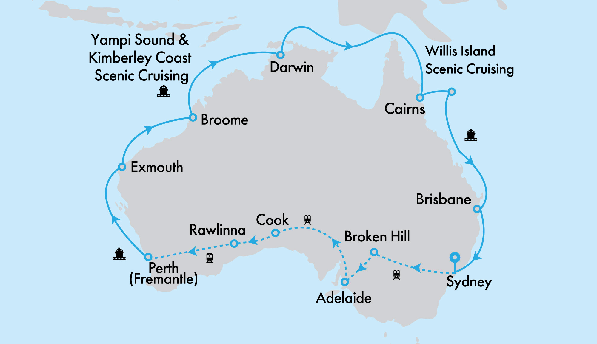 Ultimate Northern Coast to Coast Explorer on Grand Princess with Indian Pacific and Perth Highlights