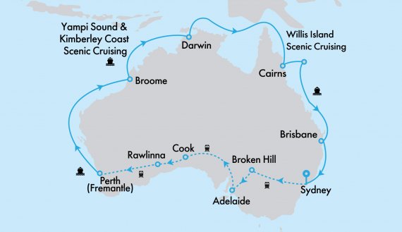 Ultimate Northern Coast to Coast Explorer on Grand Princess with Indian Pacific and Perth Highlights