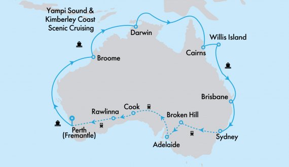 Ultimate Northern Coast to Coast on Grand Princess with Indian Pacific and Sydney Highlights