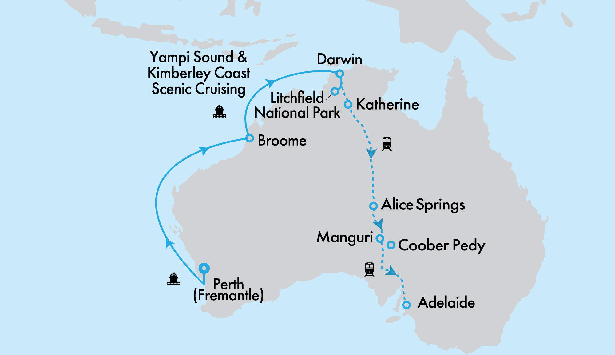 The Ghan Expedition and Grand Princess West Coast Cruise and Top End Getaway