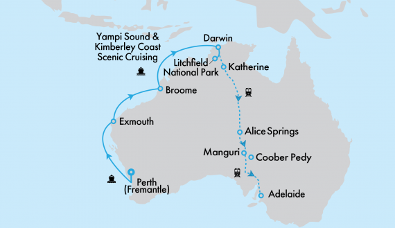 The Ghan Expedition and Grand Princess West Coast Cruise and Top End Getaway