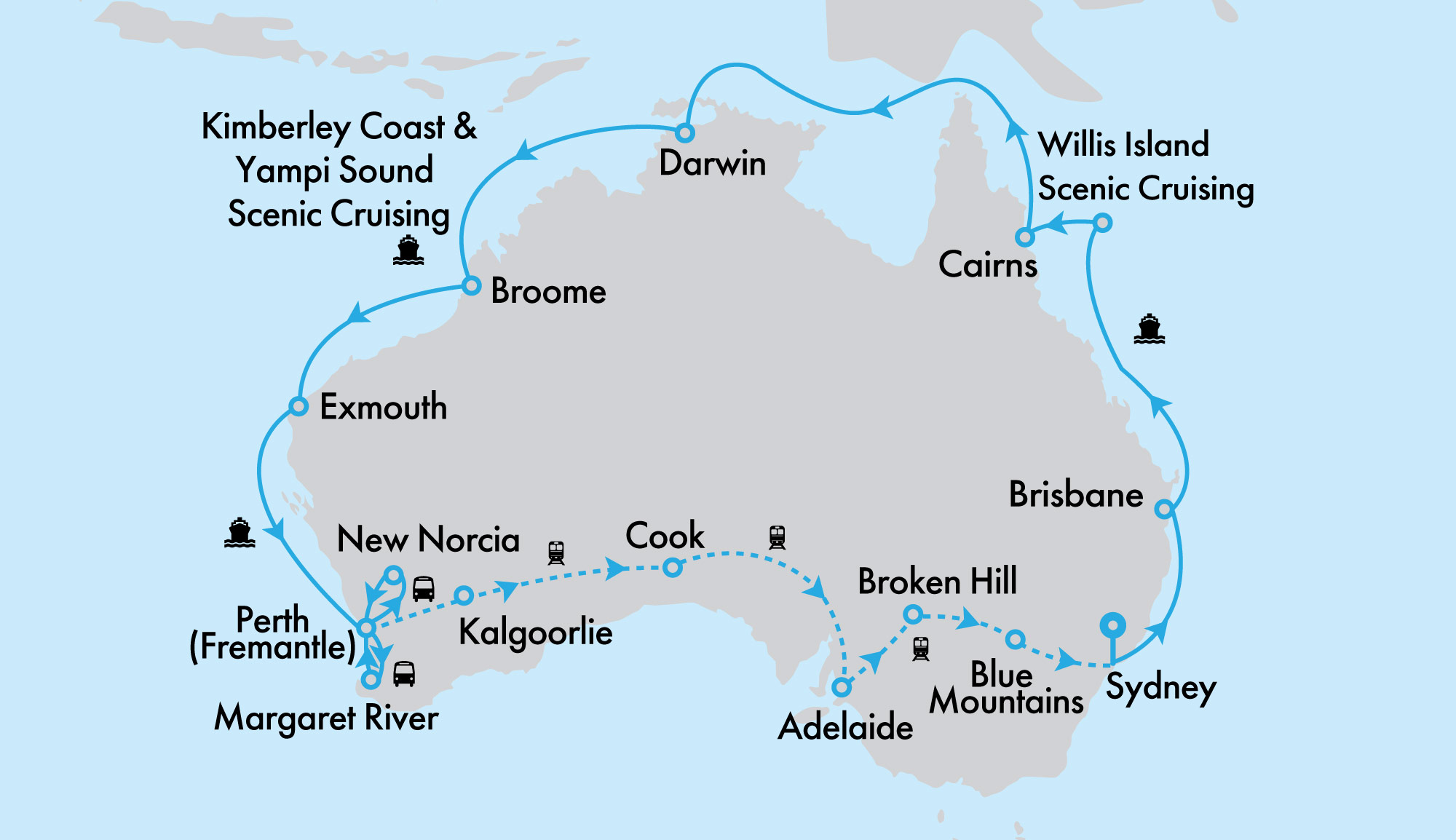 Ultimate Northern Coast to Coast on Grand Princess and Indian Pacific with Perth Highlights