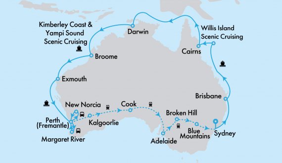 Ultimate Northern Coast to Coast on Grand Princess and Indian Pacific with Perth Highlights