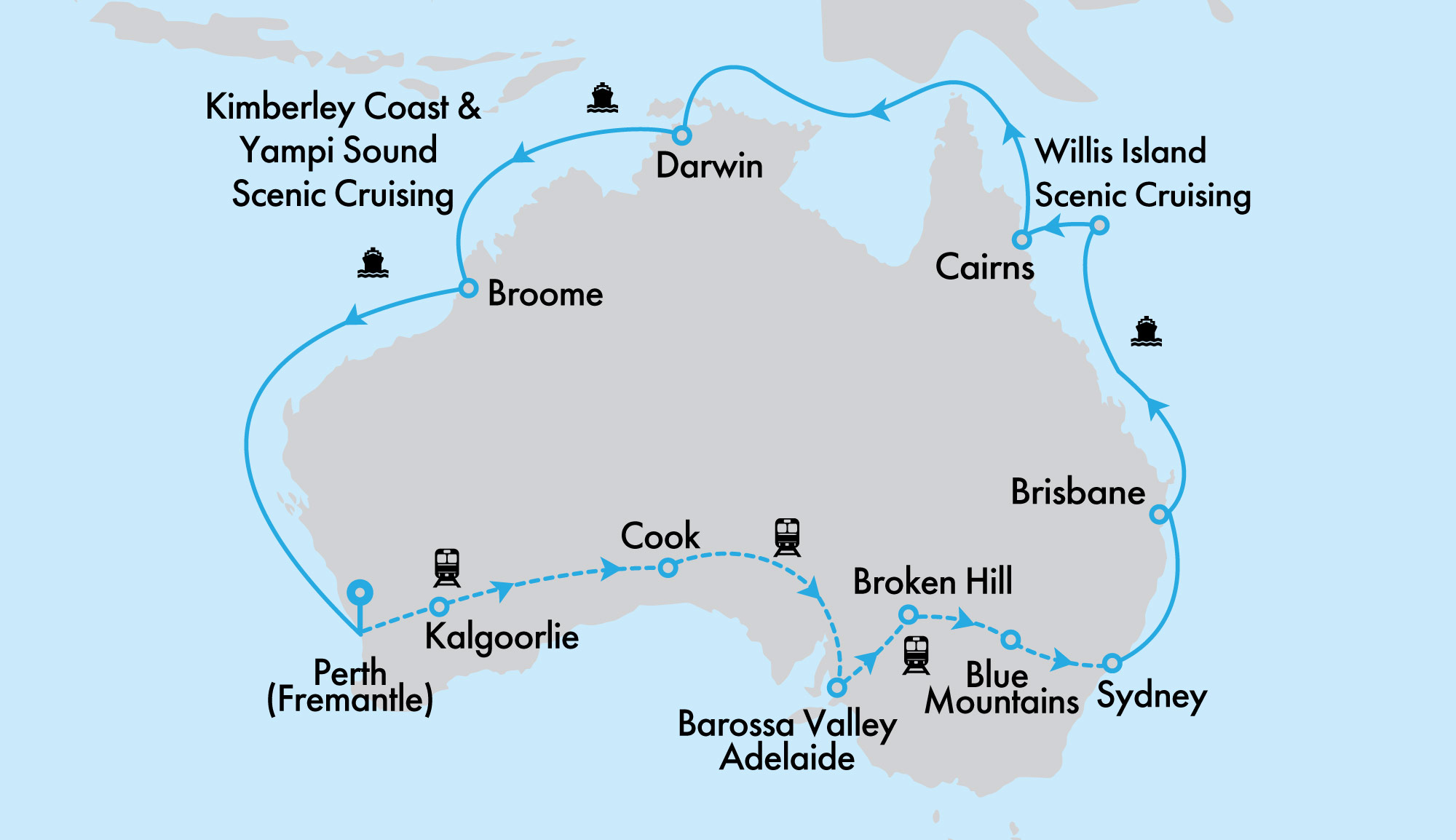 Ultimate Northern Coast to Coast on Grand Princess and Indian Pacific with Sydney Highlights