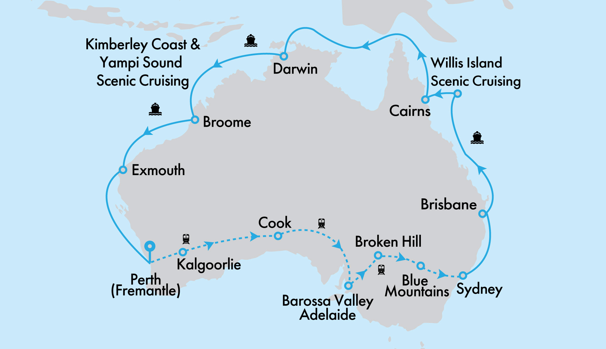 Ultimate Northern Coast to Coast on Grand Princess and Indian Pacific with Sydney Highlights