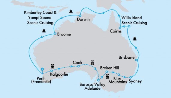 Ultimate Northern Coast to Coast on Grand Princess and Indian Pacific with Sydney Highlights