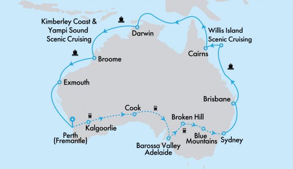 Ultimate Northern Coast to Coast on Grand Princess and Indian Pacific with Sydney Highlights