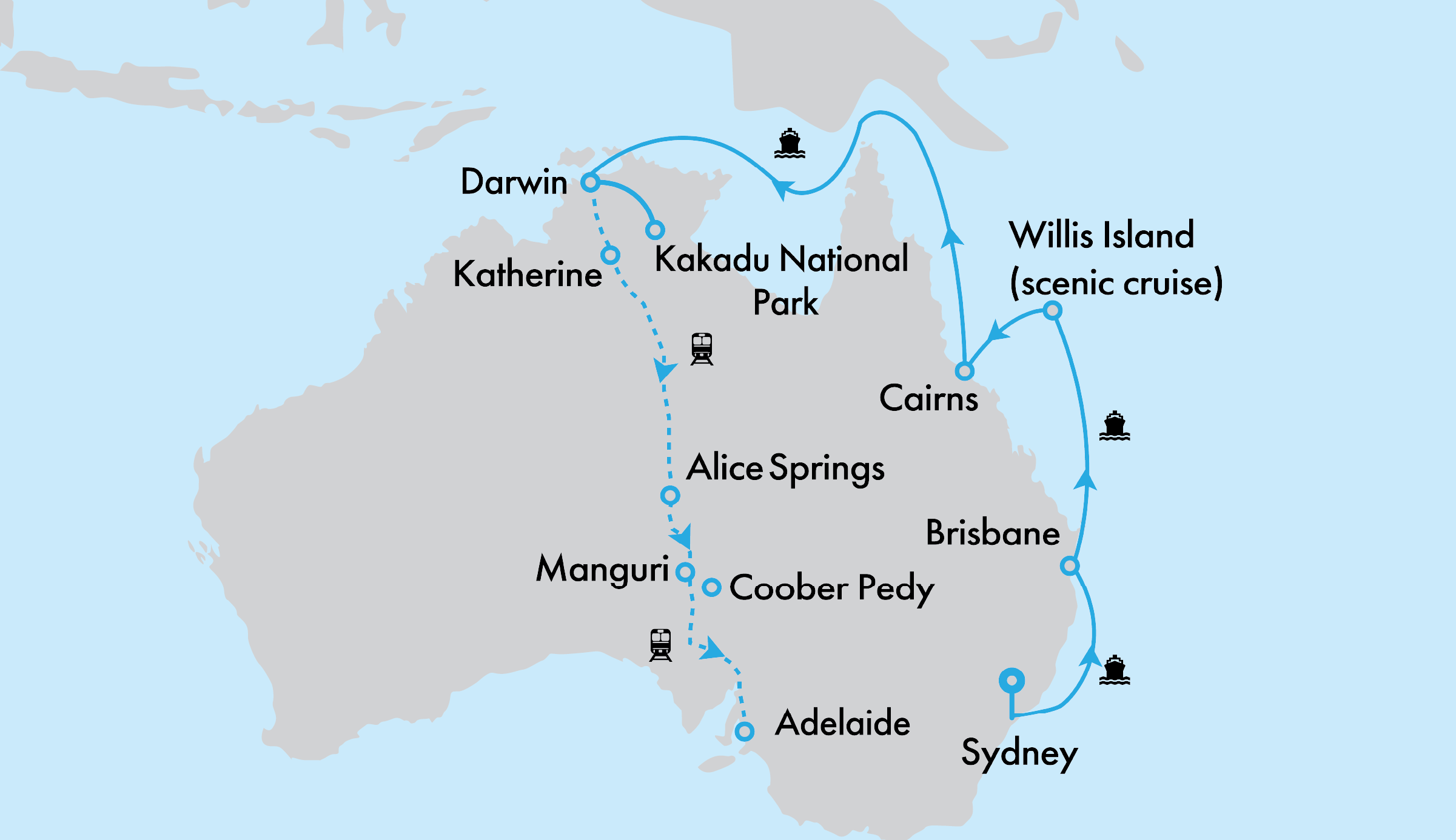 The Ghan Expedition and Grand Princess Eastern Seaboard and Top End Getaway