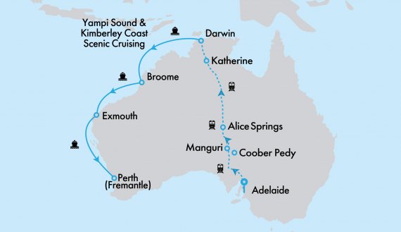 The Legendary Ghan and Grand Princess West Coast Cruise and Top End Getaway