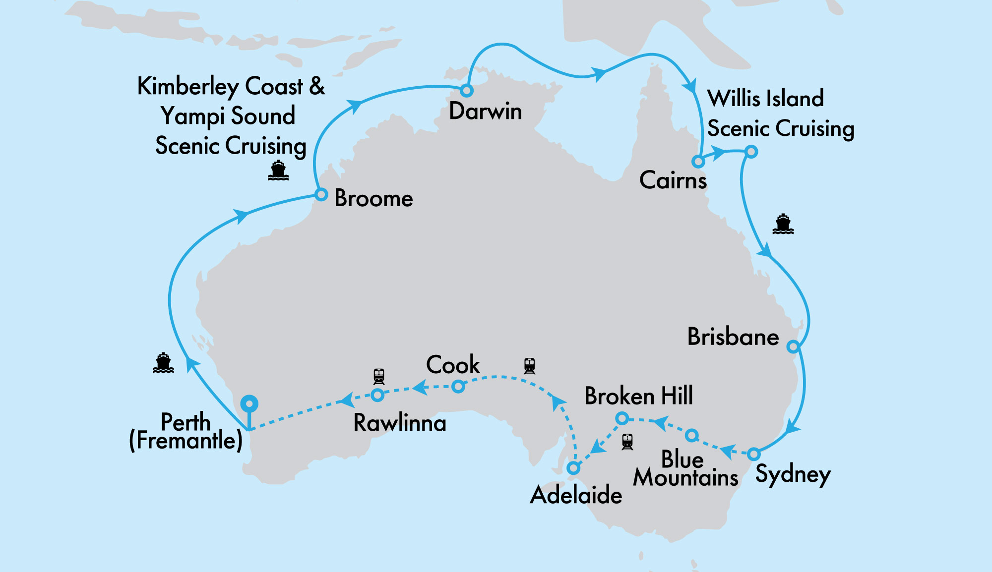 Ultimate Northern Coast to Coast Explorer on Grand Princess with Indian Pacific and Sydney Highlights
