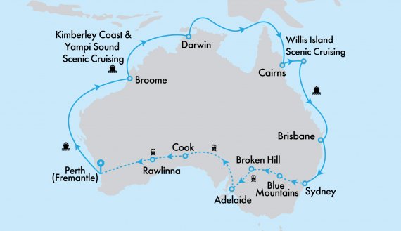 Ultimate Northern Coast to Coast Explorer on Grand Princess with Indian Pacific and Sydney Highlights