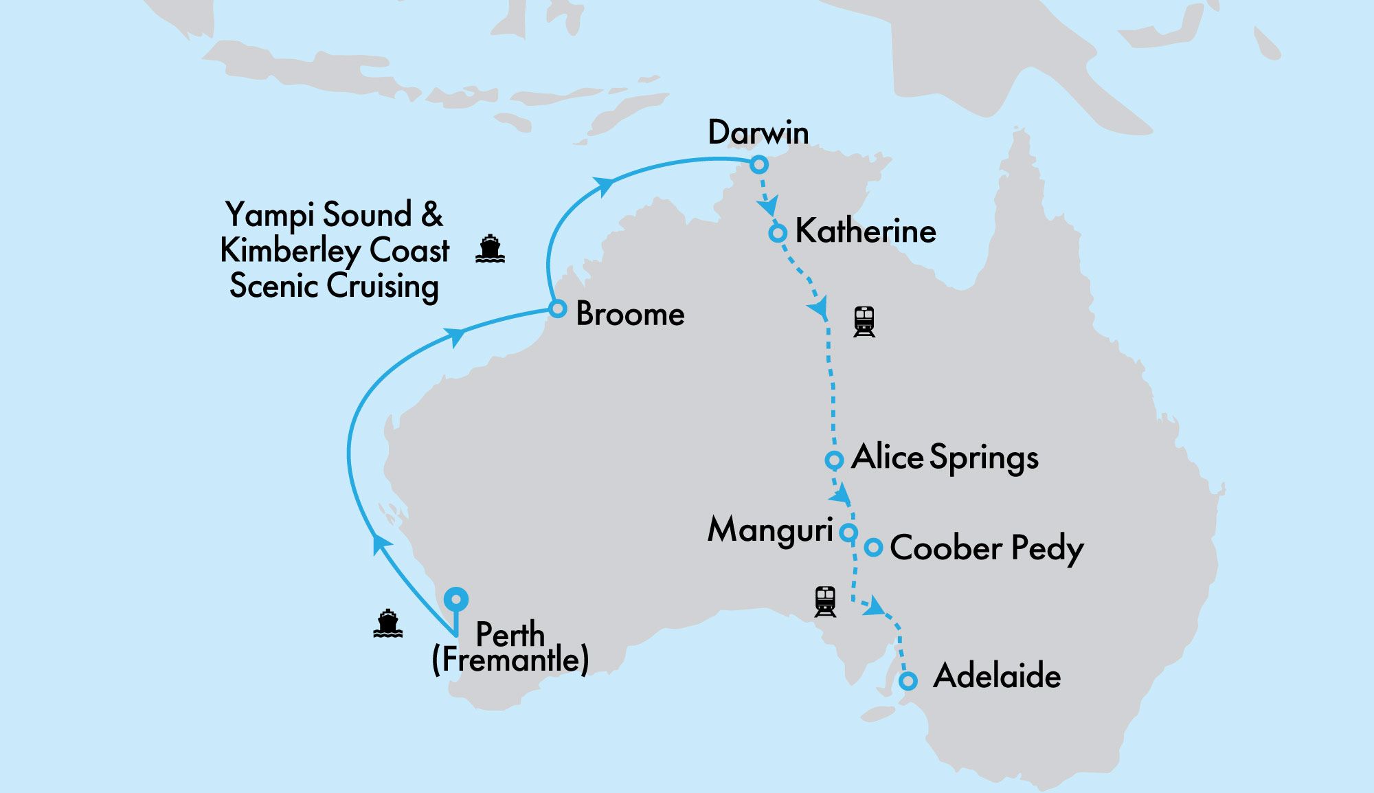 The Ghan Expedition and Grand Princess West Coast Cruise and Top End Getaway