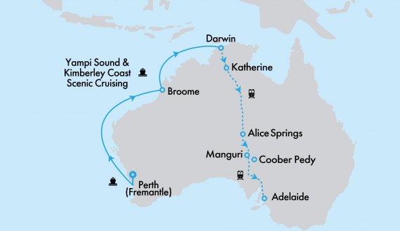 The Ghan Expedition and Grand Princess West Coast Cruise and Top End Getaway